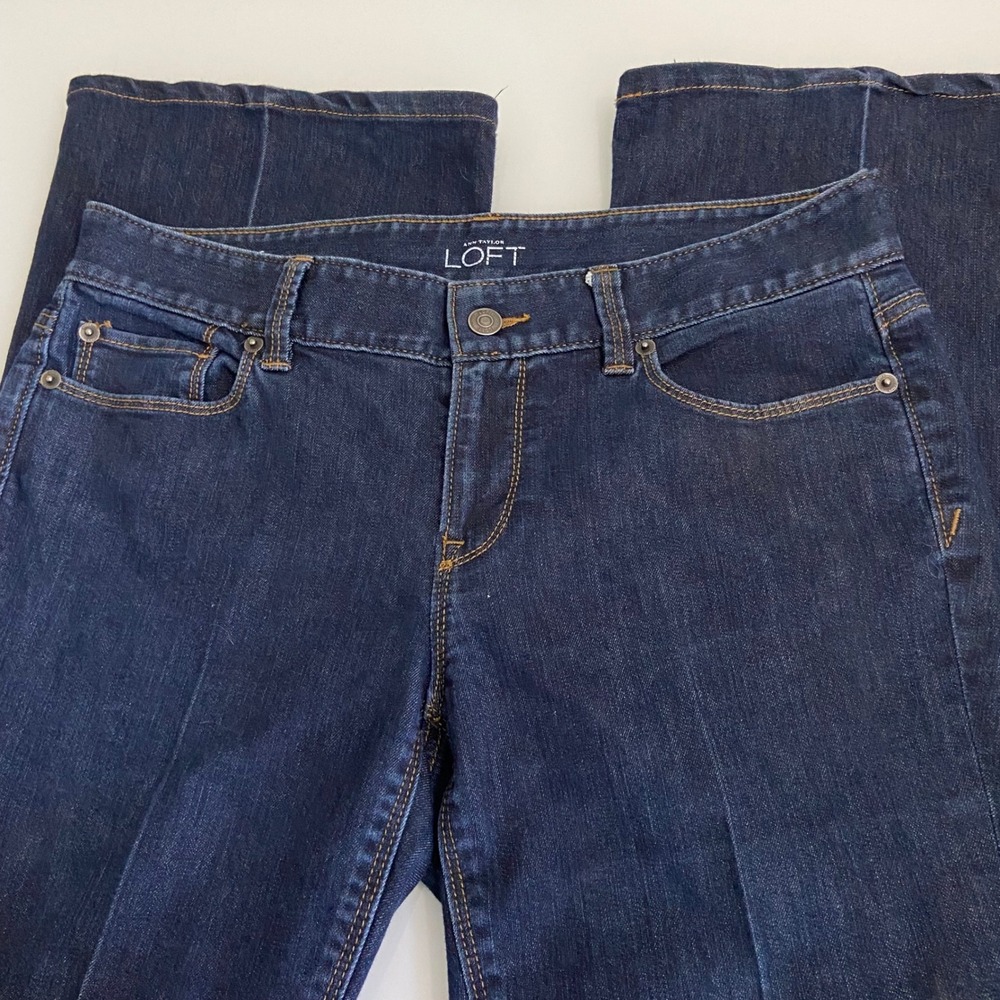 Ann Taylor LOFT Curvy Flare Jeans Dark Wash Denim Women's Size‎ 6 Stretch